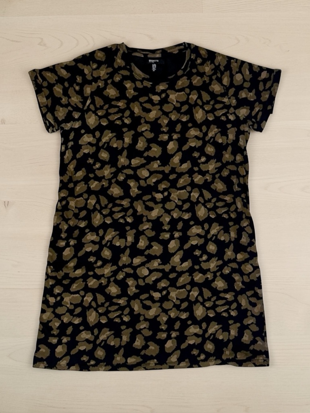 Brunette The Label Black and Brown Leopard Print T-shirt Dress